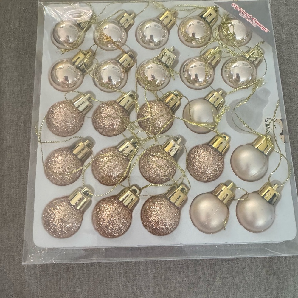 Elegant Champagne Holiday Miniature Ornaments (25 mm)